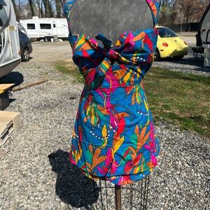 Birds of Paradise Pinup Playsuit with overskirt